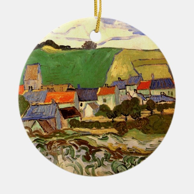 View of Auvers by Vincent van Gogh Ceramic Tree Decoration (Front)
