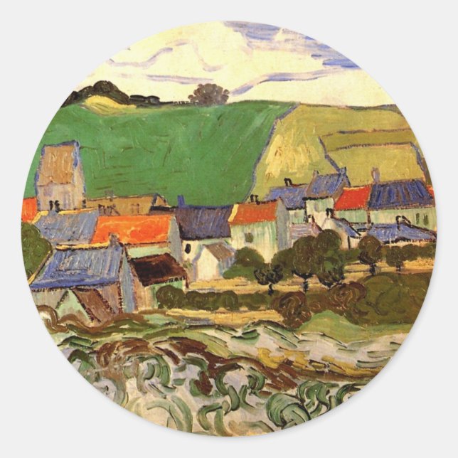 View of Auvers Vincent van Gogh Classic Round Sticker (Front)