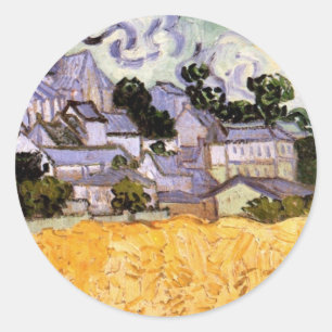 View of Auvers with Church by Vincent van Gogh Classic Round Sticker