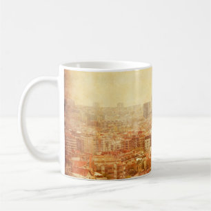 View of Barcelona in grunge and retro style. barce Coffee Mug