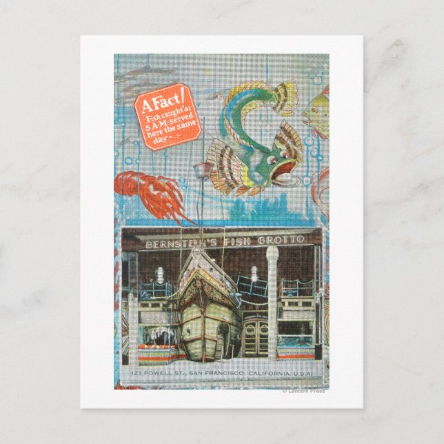 View of Bernstein's Fish Grotto with Fish Postcard (Front)