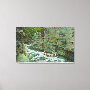 View of Boat Starting Down the Flume Canvas Print