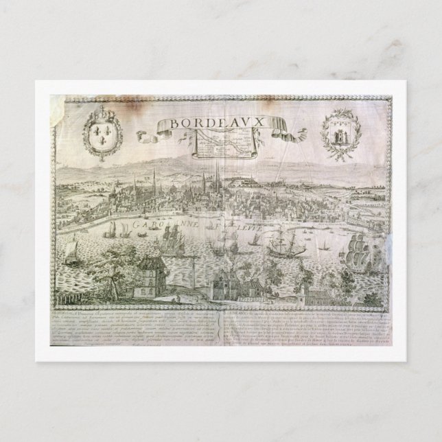 View of Bordeaux and the river Garonne, signed by Postcard (Front)