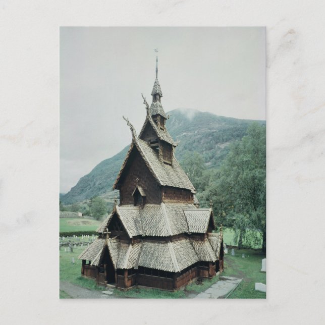 View of Borgund stave church, c.1150 Postcard (Front)