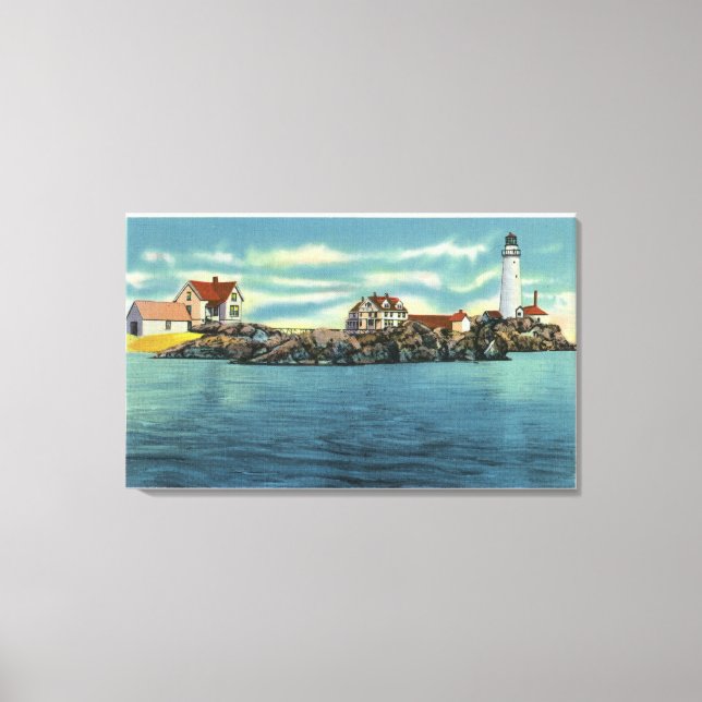 View of Boston Harbour and Boston Lighthouse Canvas Print (Front)