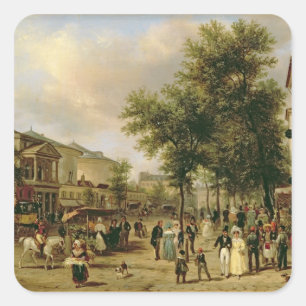 View of Boulevard Montmartre, Paris, 1830 Square Sticker