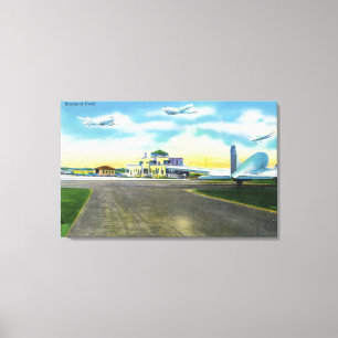 View of Brainard Field, Planes Landing & Canvas Print