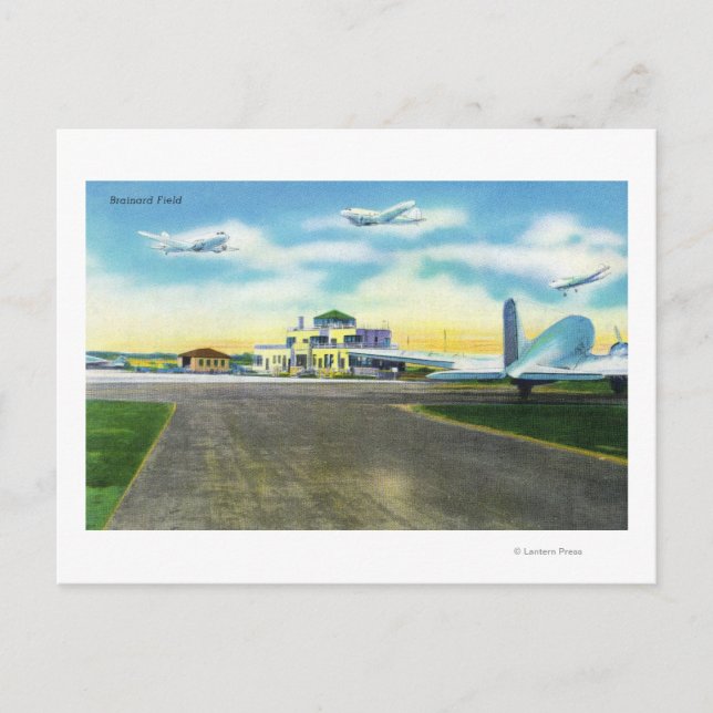View of Brainard Field, Planes Landing & Postcard (Front)
