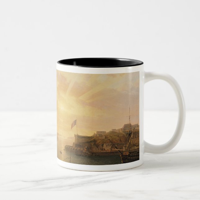 View of Brest Harbour, 1796 Two-Tone Coffee Mug (Right)