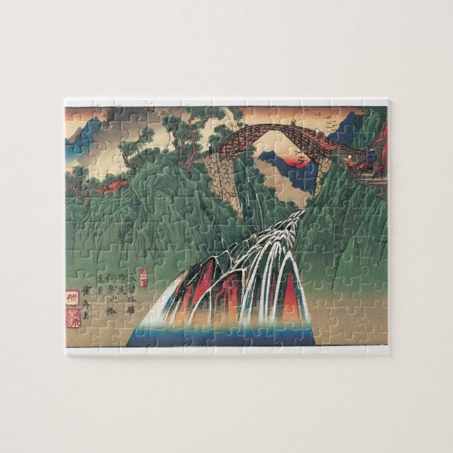 View of Bridge Over Ina River, Nojiri by Hiroshige Jigsaw Puzzle (Horizontal)