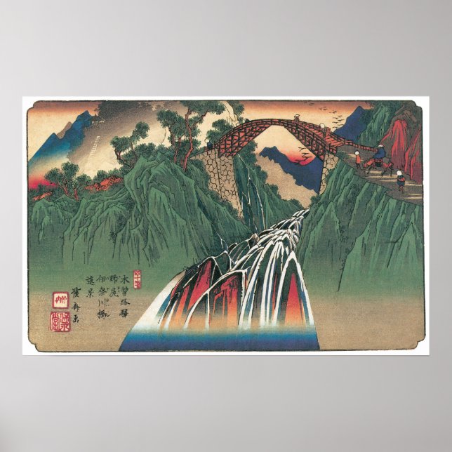 View of Bridge Over Ina River, Nojiri by Hiroshige Poster (Front)