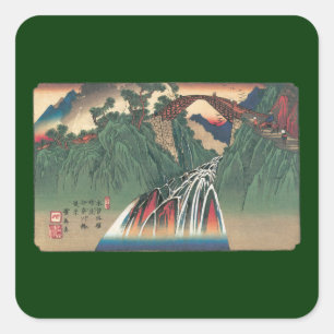 View of Bridge Over Ina River, Nojiri by Hiroshige Square Sticker