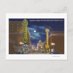 View of Broadway at Night Postcard