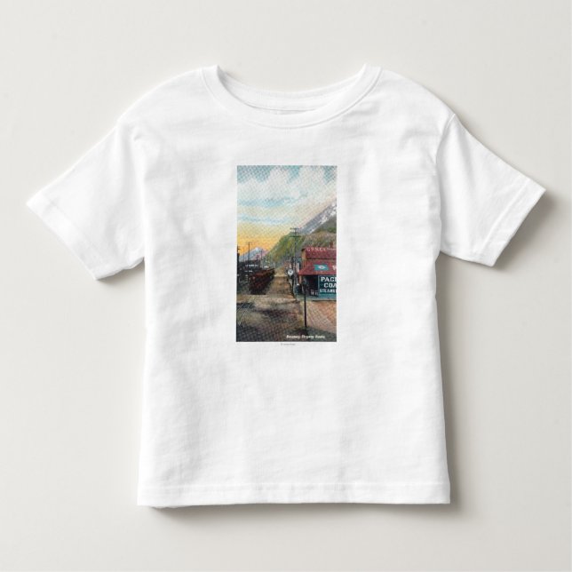 View of Broadway & Railroad CarsSkagway, AK Toddler T-Shirt (Front)