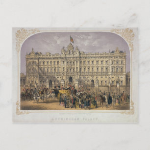 View of Buckingham Palace with a Crowd Outside Postcard