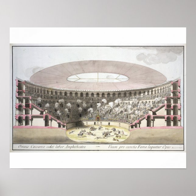 View of Caesar's Amphitheatre (colour litho) Poster (Front)