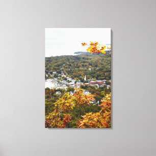 View of Camden Hills State through Fall Trees Canvas Print