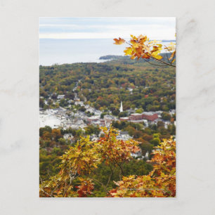 View of Camden Hills State through Fall Trees Postcard