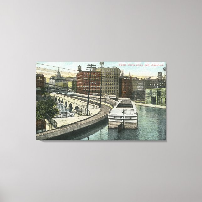View of Canal Boats going over the Aqueduct Canvas Print (Front)