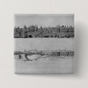 View of Carcassonne from the west side 15 Cm Square Badge