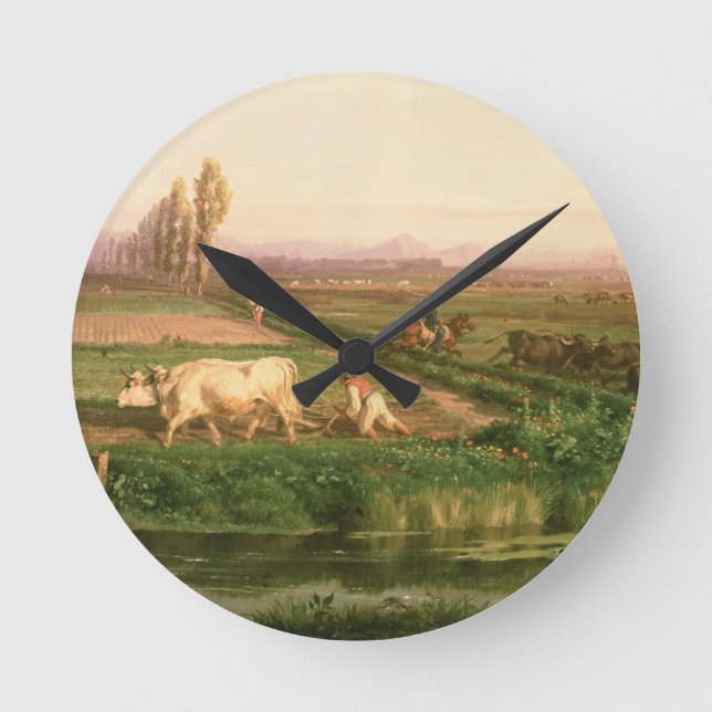 View of Carditello (oil on canvas) Round Clock (Front)