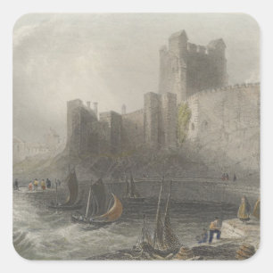 View of Carrifergus Castle Square Sticker