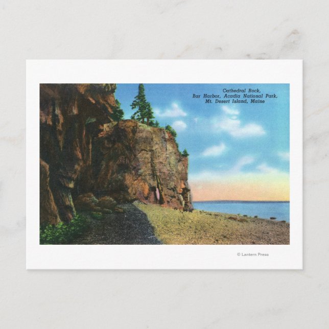 View of Cathedral Rock, Bar Harbour Postcard (Front)