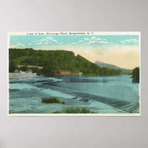 View of Chenango River and Dam Poster