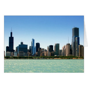 View of Chicago skyline by Lake Michigan