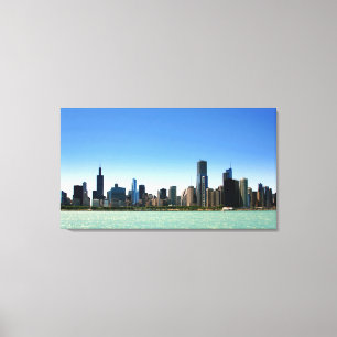 View of Chicago skyline by Lake Michigan Canvas Print