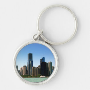 View of Chicago skyline by Lake Michigan Key Ring