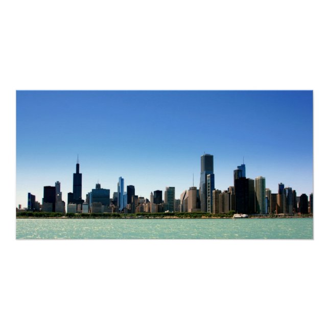 View of Chicago skyline by Lake Michigan Poster (Front)