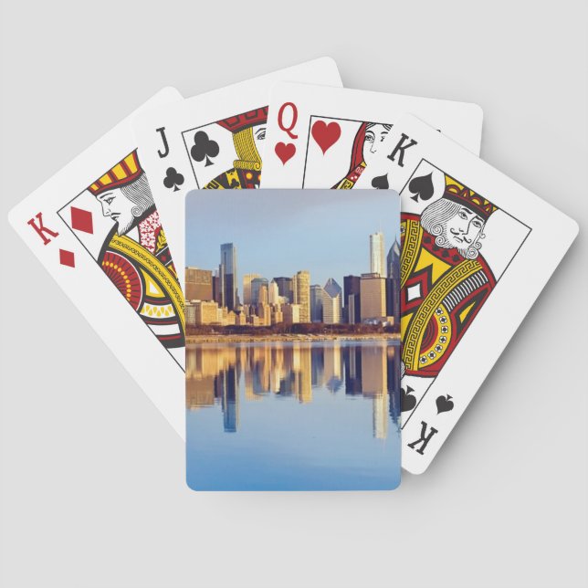 View of Chicago skyline with reflection Playing Cards (Back)