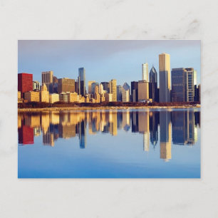 View of Chicago skyline with reflection Postcard