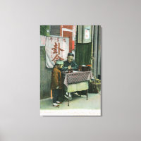 View of Chinese Fortune Teller at Desk