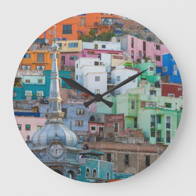 View of city buildings large clock (Front)
