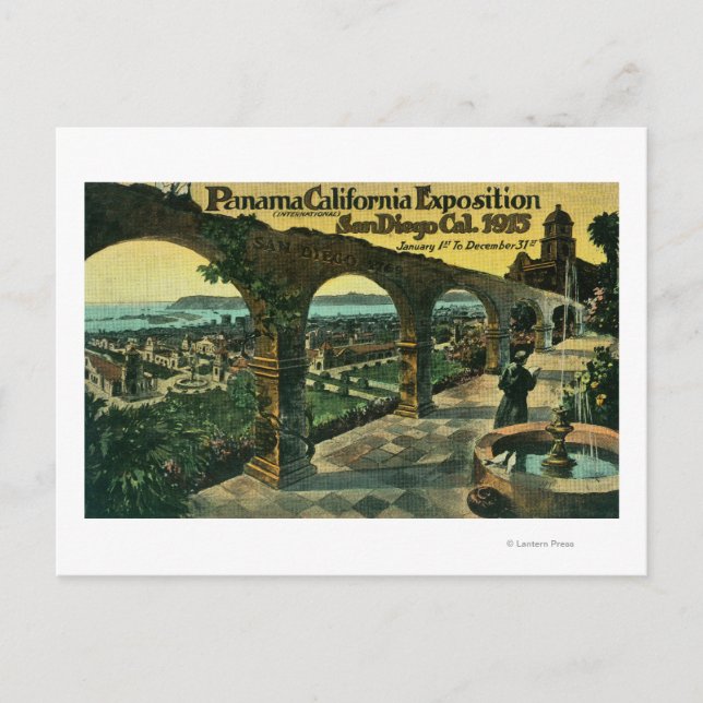 View of City from a Mission, Panama-CA Expo Postcard (Front)