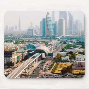 View of city metro line and skyscrapers mouse pad