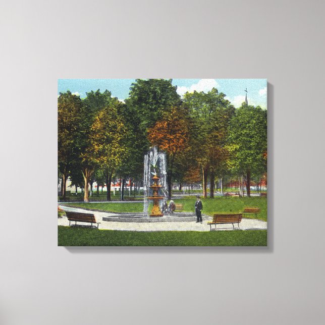 View of City Park and Fountain Canvas Print (Front)