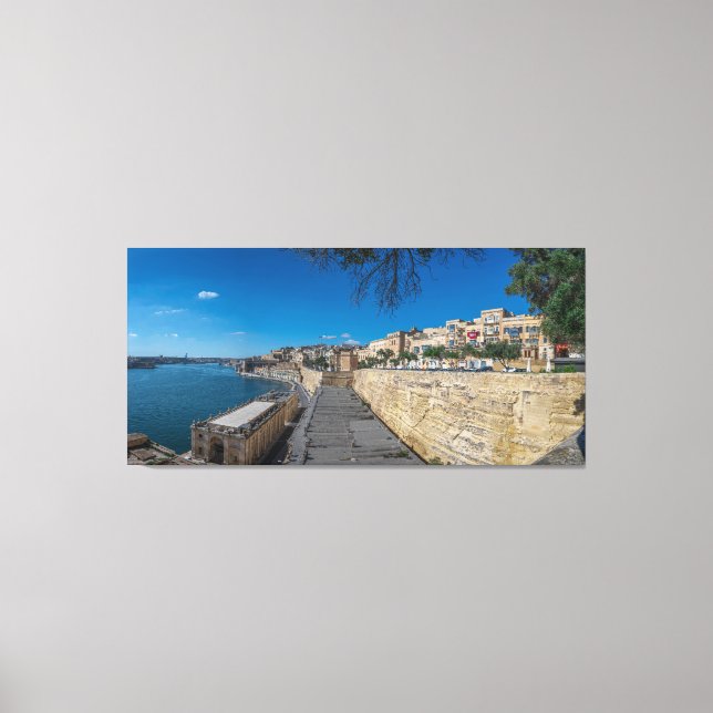 View of city wall and harbor in Valletta Canvas Print (Front)