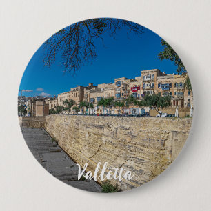 View of city wall and harbour in Valletta 10 Cm Round Badge