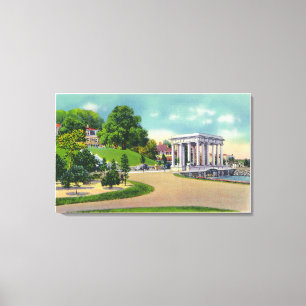 View of Coles Hill and Plymouth Rock Portico Canvas Print