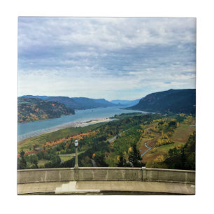View of Columbia River, Columbia River Gorge, OR Tile