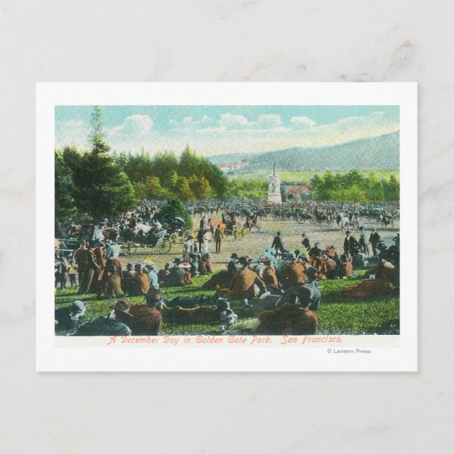 View of Crowds at Golden Gate Park in December Postcard (Front)