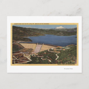View of Dam, Lake, & Mt. Shasta in Distance Postcard