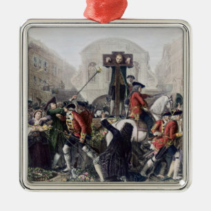 View of Daniel Defoe in the pillory at Temple Bar Metal Tree Decoration