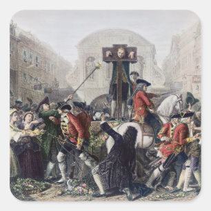 View of Daniel Defoe in the pillory at Temple Bar Square Sticker