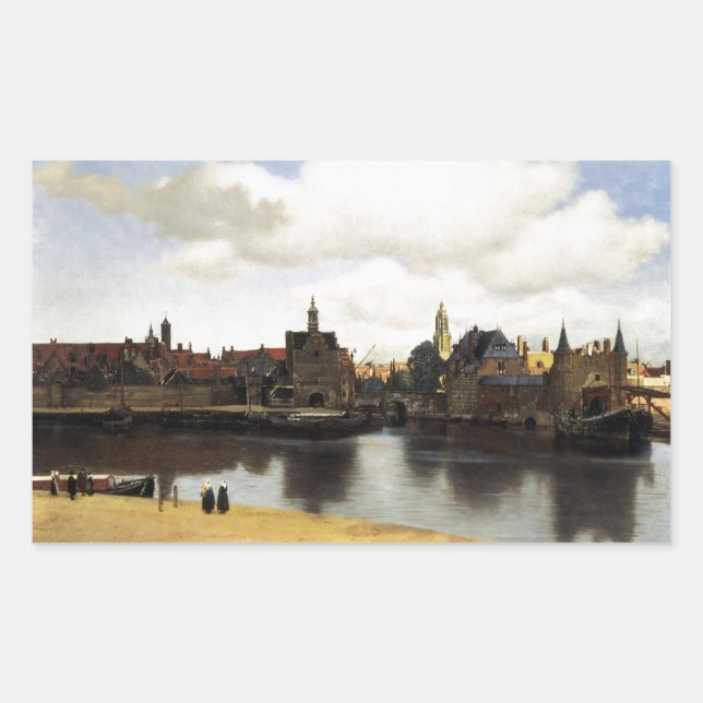 View of Delft by Johannes Vermeer Rectangular Sticker (Front)
