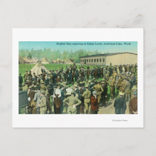 View of Drafted Soldiers Reporting for Duty Postcard