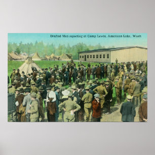 View of Drafted Soldiers Reporting for Duty Poster